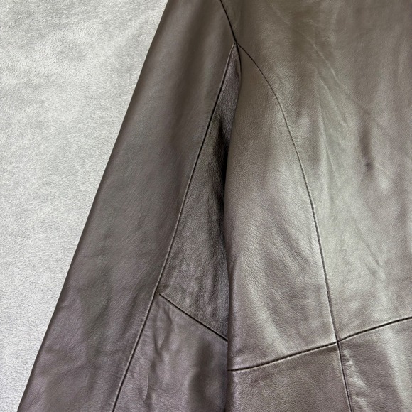 Brooks 346 Womens L Brown Leather Jacket Full Zip Collared Long Sleeve Classic - Picture 7 of 10
